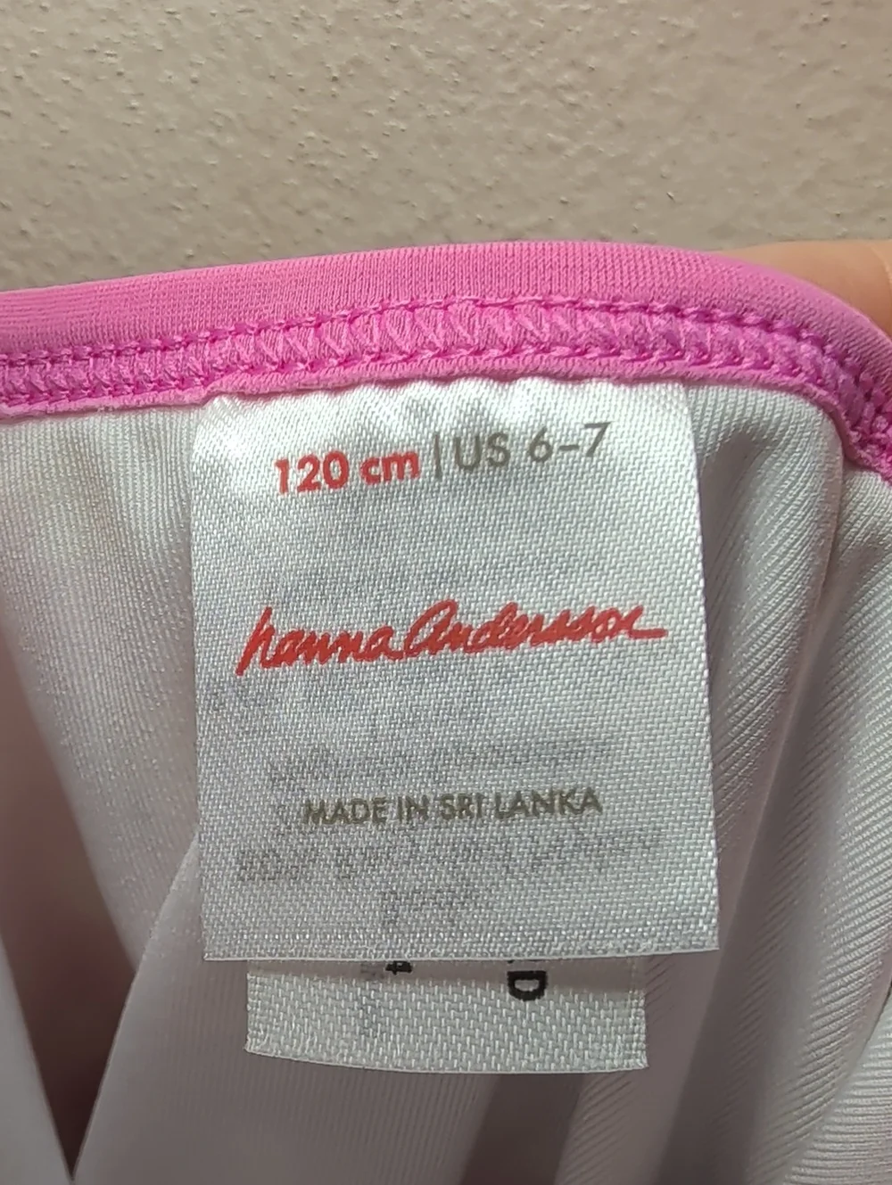 Hanna Anderson Pink + Yellow Gingham One-Piece Swimsuit Floral Detail Girls 6-7